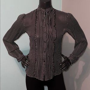 NWOT 100% Silk High Collar Long Sleeve Blouse S